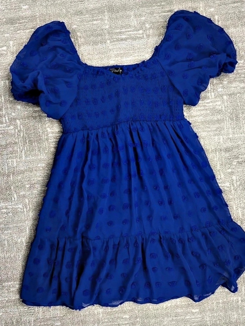 Crystal Doll Girls Blue Polka Dot Puff Sleeve Dress